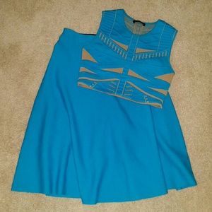 RVN Luxe Turquoise Crop Top and Skirt Set